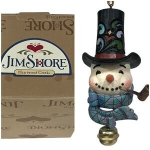 Jim Shore Snowman with Dangle Bell Hanging Holiday Ornament 4017611 Box EUC
